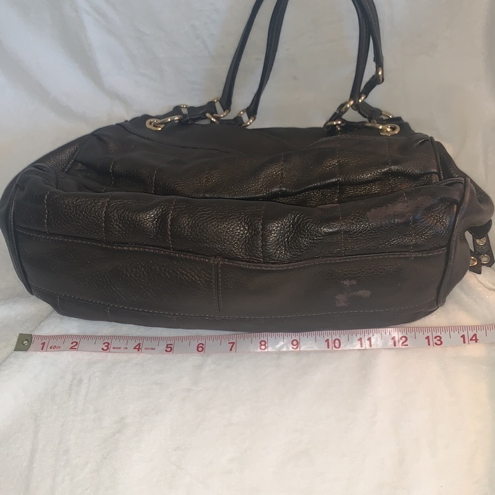 Cole Haan Bronze Ruffled 3 Zipper Satchel - Picture 11 of 14